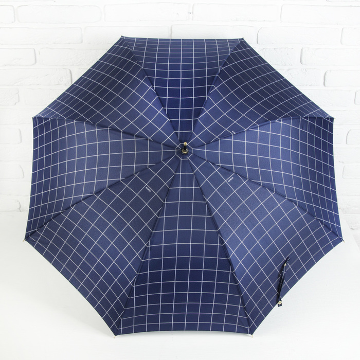 Зонт-трость "Клетка", полуавтоматический, R=50см, цвет синий