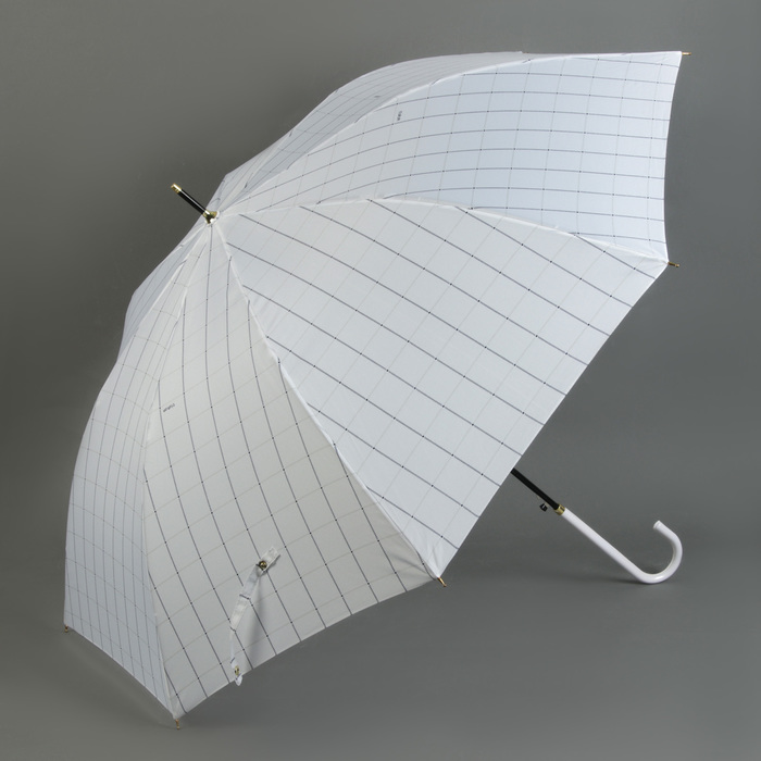 Зонт-трость "Клетка", полуавтоматический, R=50см, цвет белый