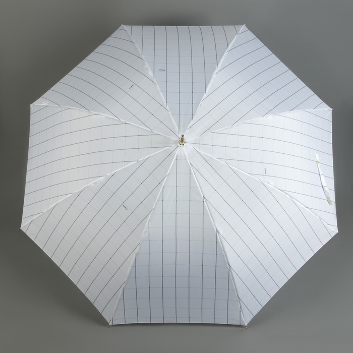 Зонт-трость "Клетка", полуавтоматический, R=50см, цвет белый