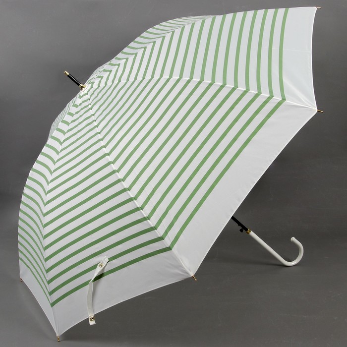 Зонт-трость "Горизонтальные полосы", полуавтоматический, R=50см, цвет белый/зелёный