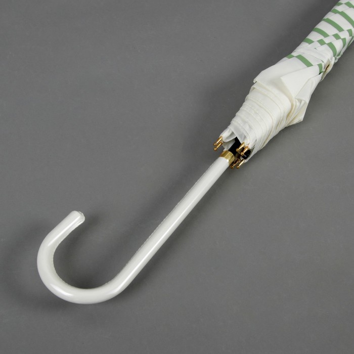 Зонт-трость "Горизонтальные полосы", полуавтоматический, R=50см, цвет белый/зелёный