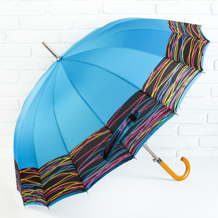 Зонт-трость "Электро", полуавтоматический, R=56см, цвет синий