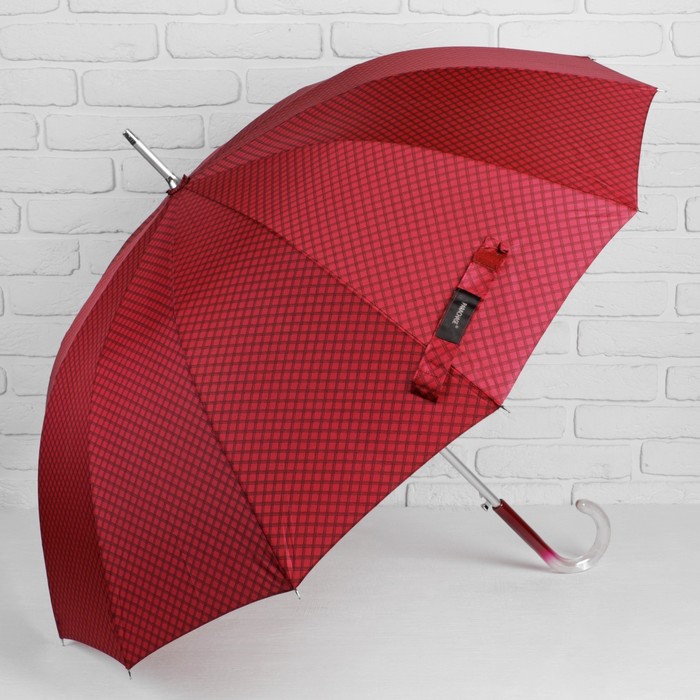 Зонт-трость "Сетка", полуавтоматический, R=56см, цвет бордовый