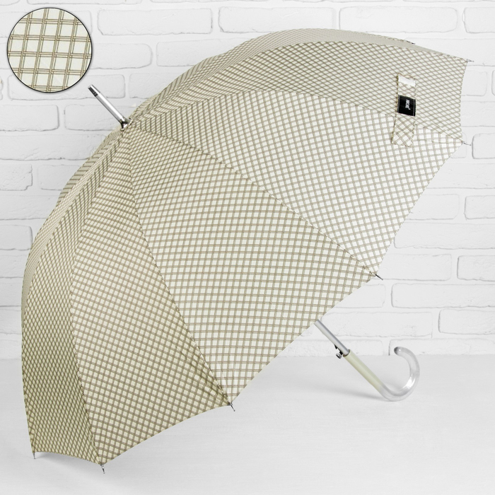 Зонт-трость "Сетка", полуавтоматический, R=56см, цвет молочный
