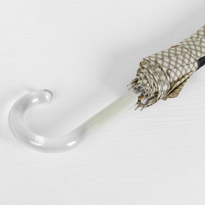 Зонт-трость "Сетка", полуавтоматический, R=56см, цвет молочный