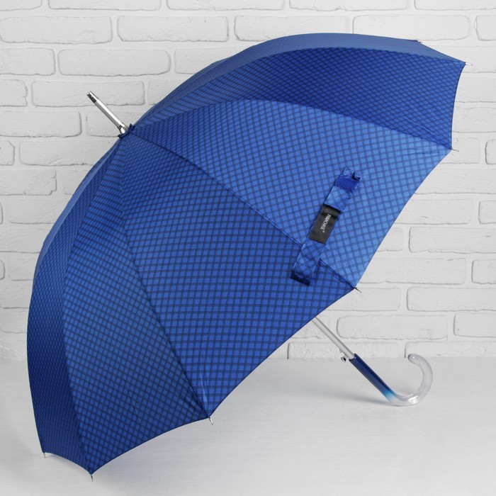 Зонт-трость "Сетка", полуавтоматический, R=56см, цвет синий