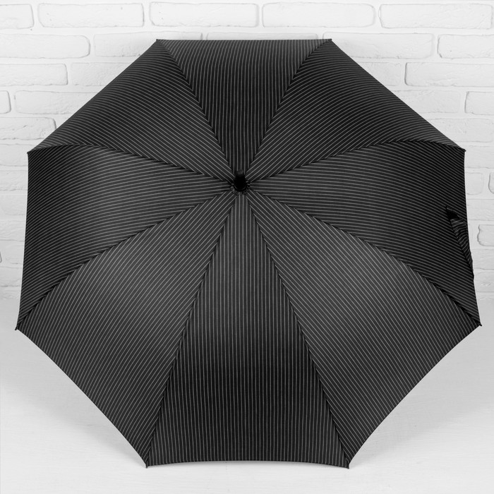 Зонт-трость "Полоска", полуавтоматический, R=56см, цвет чёрный