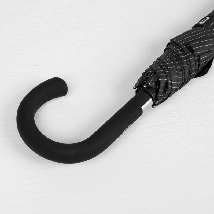 Зонт-трость "Полоска", полуавтоматический, R=56см, цвет чёрный