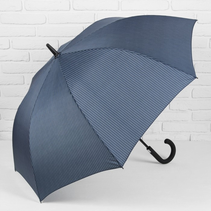 Зонт-трость "Полоска", полуавтоматический, R=56см, цвет синий