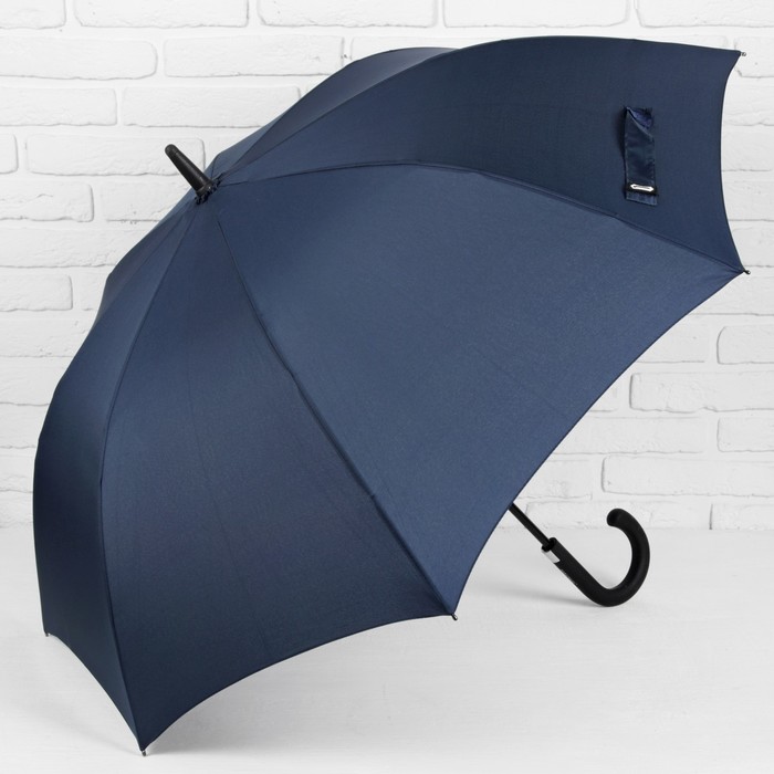 Зонт-трость "Однотонный", полуавтоматический, R=56см, цвет синий
