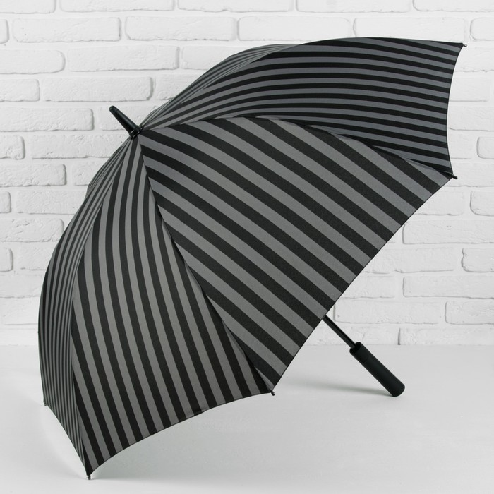 Зонт-трость "Стиль", полуавтоматический, R=56см, с чехлом, цвет серый/чёрный