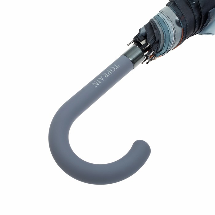 Зонт-трость "Романтичная осень", полуавтоматический, R=53см, цвет серый/оранжевый