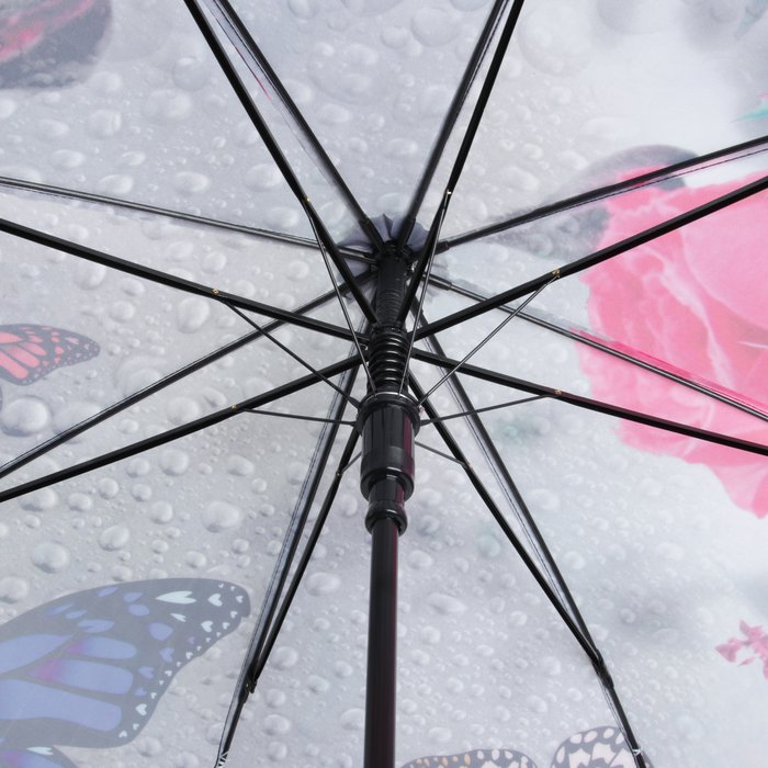 Зонт-трость "Осенний сад", полуавтоматический, R=53см, цвет серый/розовый