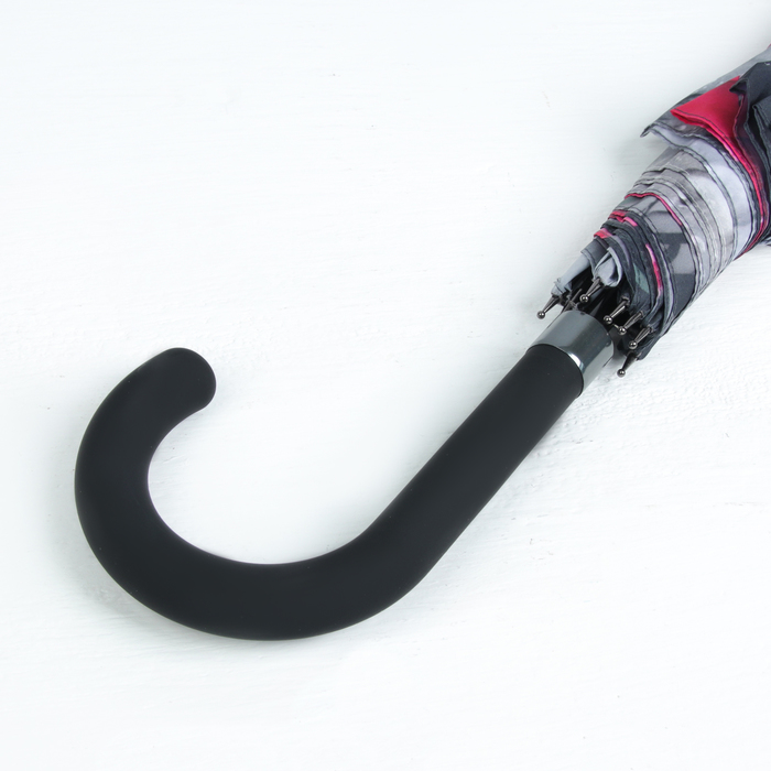 Зонт-трость "Осенний сад", полуавтоматический, R=53см, цвет серый/розовый