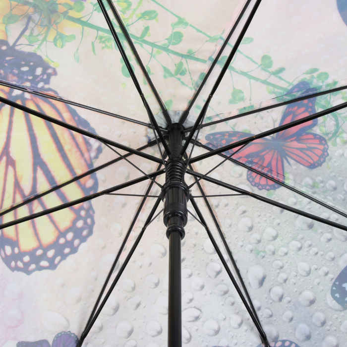 Зонт-трость "Осенний сад", полуавтоматический, R=53см, цвет серый/фиолетовый