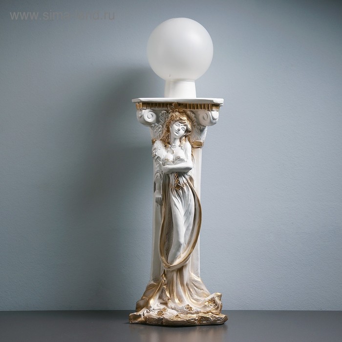 фото Лампа интерьерная "девушка у колонны" шар, белое золото 90см хорошие сувениры