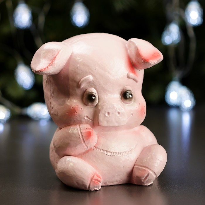 Копилка "Поросенок сидит" 15см розовый
