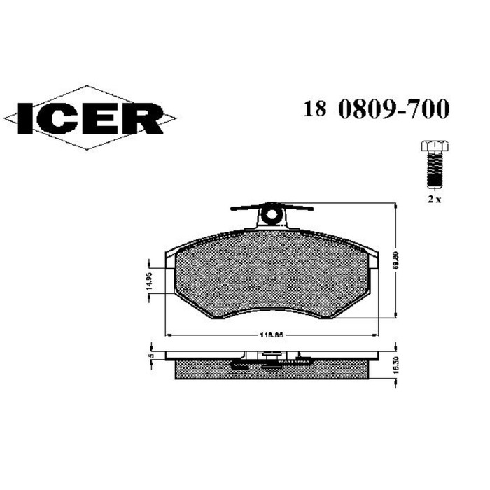 Колодки тормозные  ICER 180809700