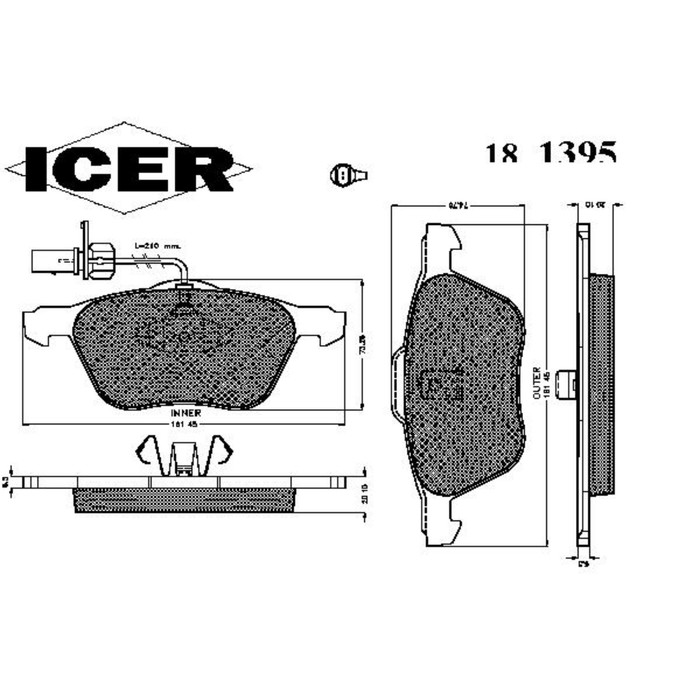 Колодки тормозные  ICER 181395