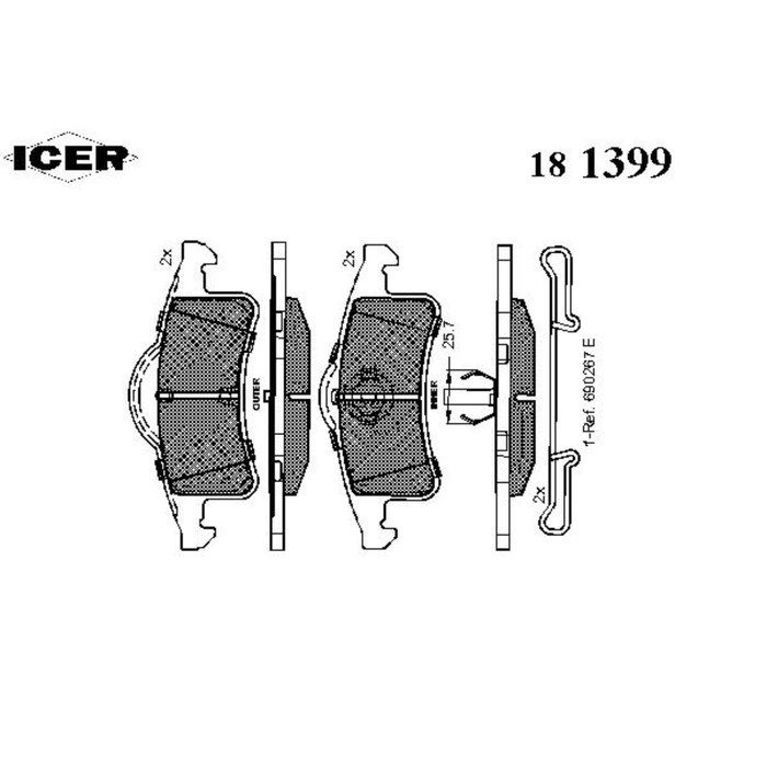 Колодки тормозные  ICER 181399