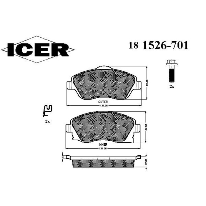 Колодки тормозные  ICER 181526701