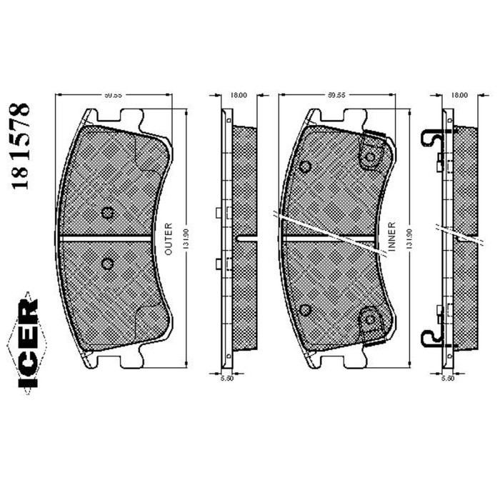 Колодки тормозные  ICER 181578