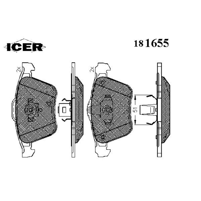 Колодки тормозные  ICER 181655