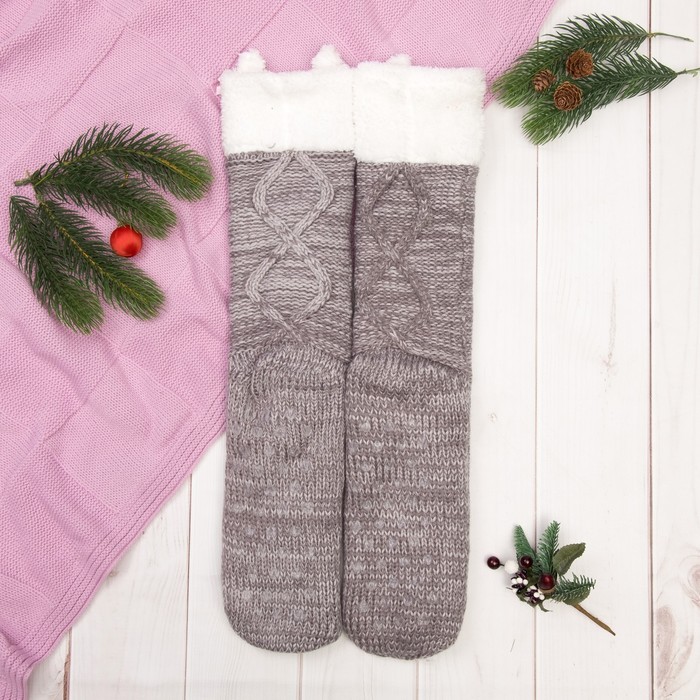 Носки высокие "Милая мордочка", цвет серый