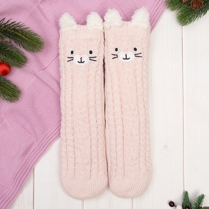 Носки высокие "Милая кошечка", цвет розовый