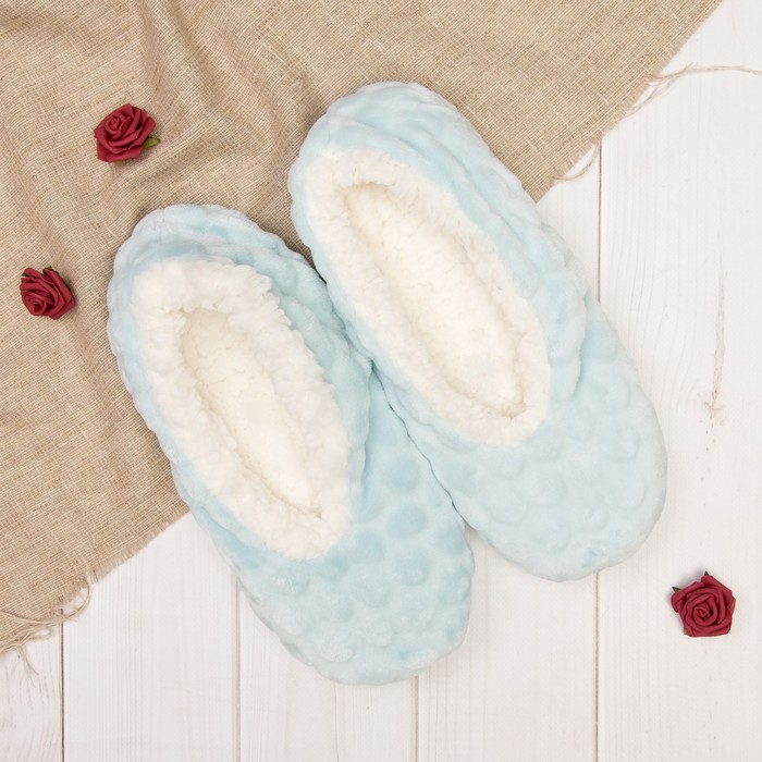 Носки-тапочки "Плюшевые", цвет голубой