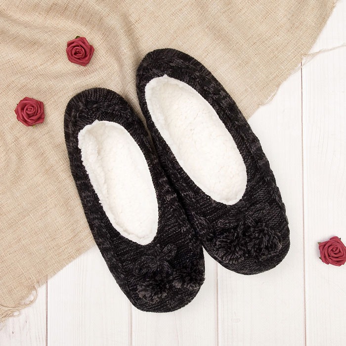 Носки-тапочки "Вязаные", цвет серый