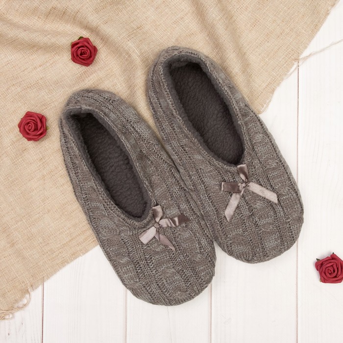 Носки-тапочки "Вязаные", цвет серый