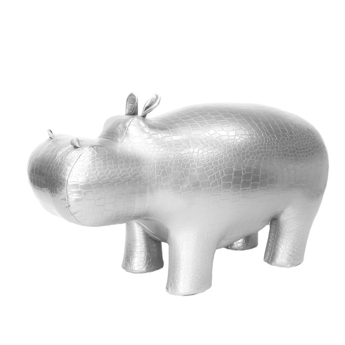 Пуф "Бегемот PLATY", цвет серебристый