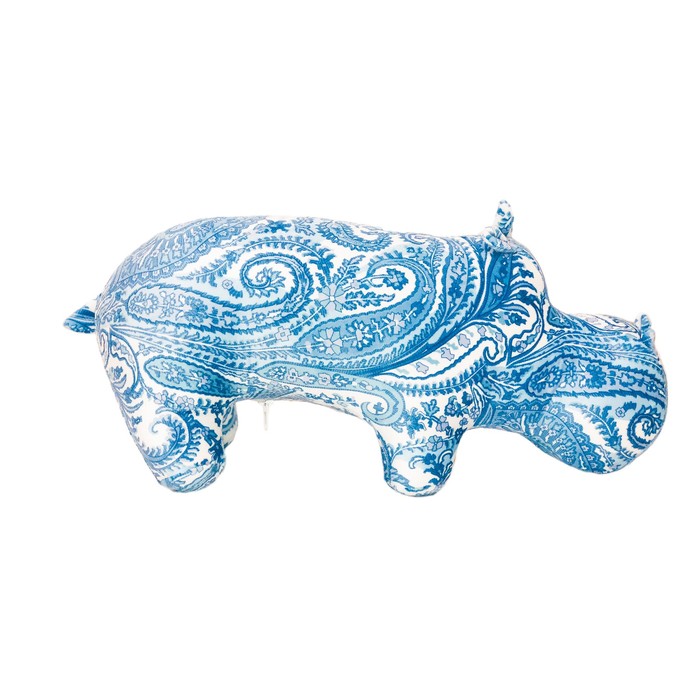 Мягкая игрушка-пуфик "Бегемот LIBERTY", цвет велюр голубой