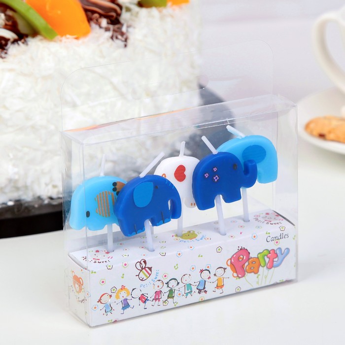 Набор свечей в торт (5 шт) "Слоники"