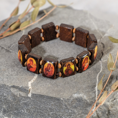 Браслет "Православный" деревянный, цвет МИКС