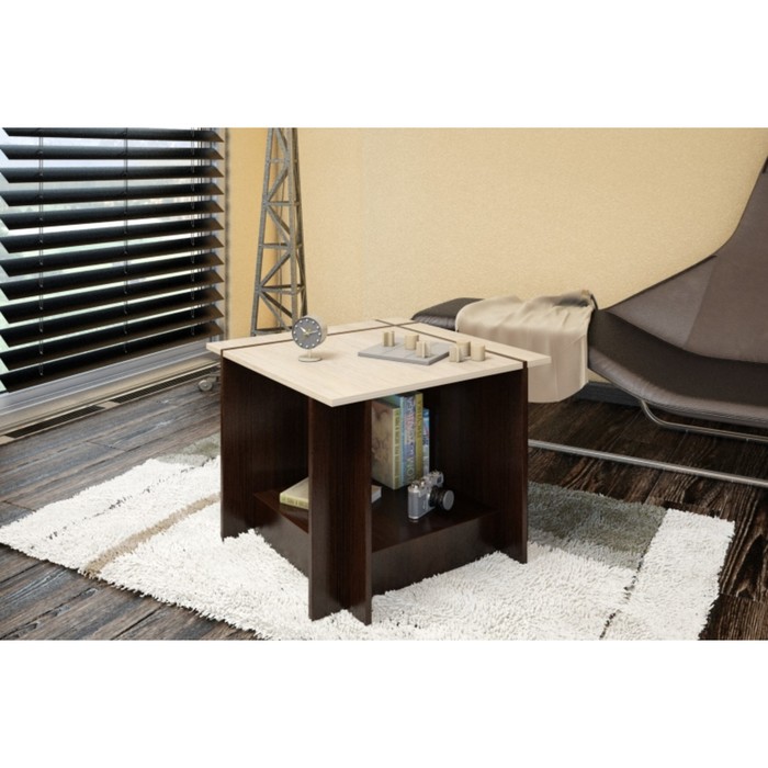 Стол журнальный "Феликс", 650х650х500 мм, цвет венге/ясень шимо светлый