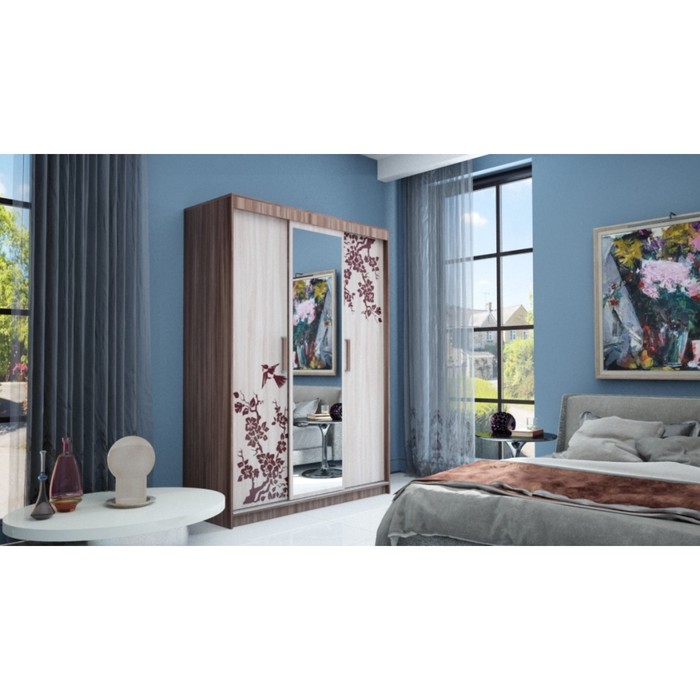 Шкаф-купе "Комфорт №7", 1600х600х2200 мм, цвет ясень шимо темный/ясень шимо светлый