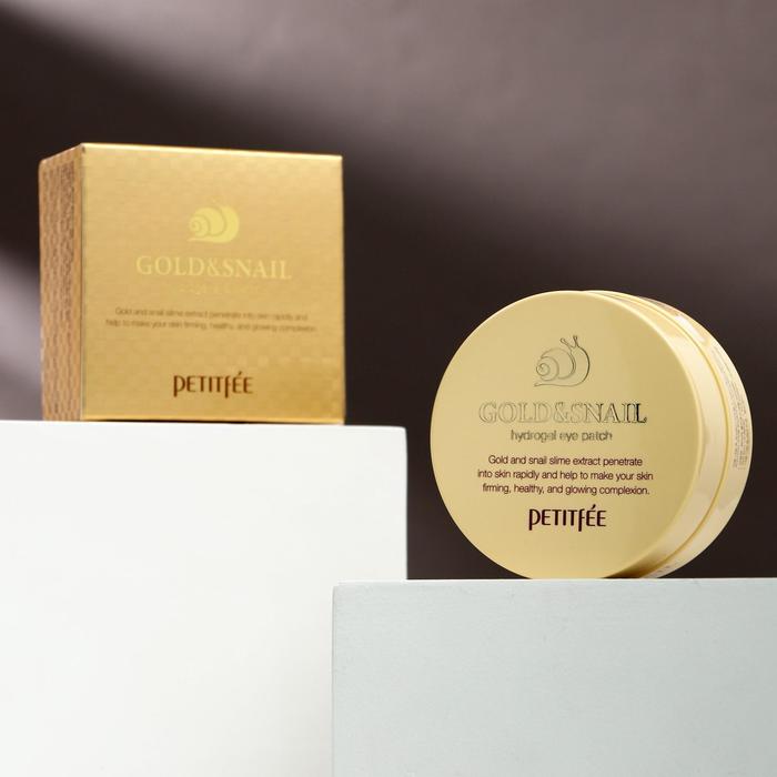 Гидрогелевые патчи для области вокруг глаз с муцином улитки и золотом Petitfee, 60 шт