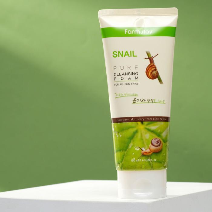 Пенка очищающая с экстрактом улитки FarmStay, 180 мл