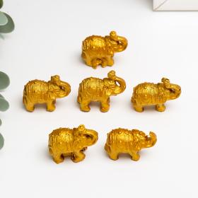 Нэцке полистоун 'Золотые слоны' набор 6 шт 3х3,5х1,7 см Ош