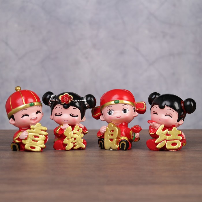 Сувенир полистоун нэцке "Веселые детки" набор 4 шт 5х6х9,5см