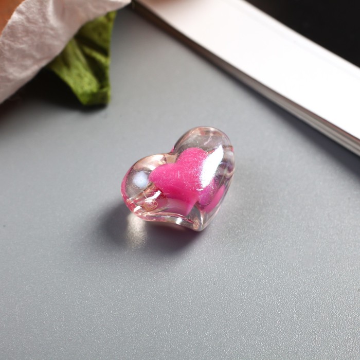 Набор бусин для творчества пластик "Сердце в сердце перламутр" 15 гр 2х2 см