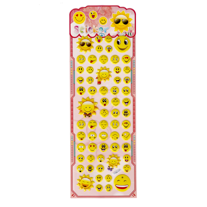 Наклейка пластик "Зверята/Смайлики" МИКС 36х12,5 см