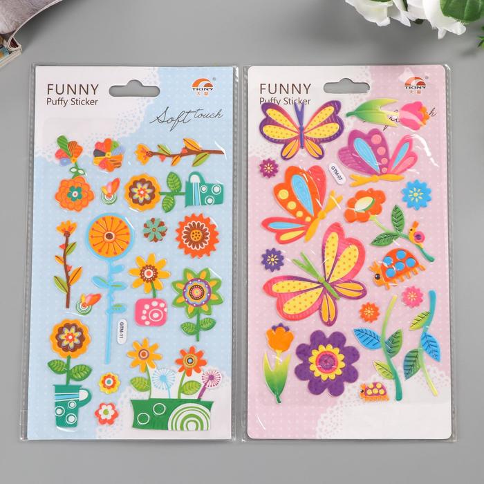 Наклейка пластик с золотом "Цветочки" МИКС 23,5х12,5 см