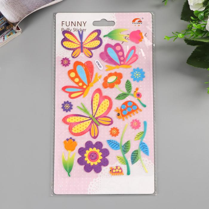 Наклейка пластик с золотом "Цветочки" МИКС 23,5х12,5 см