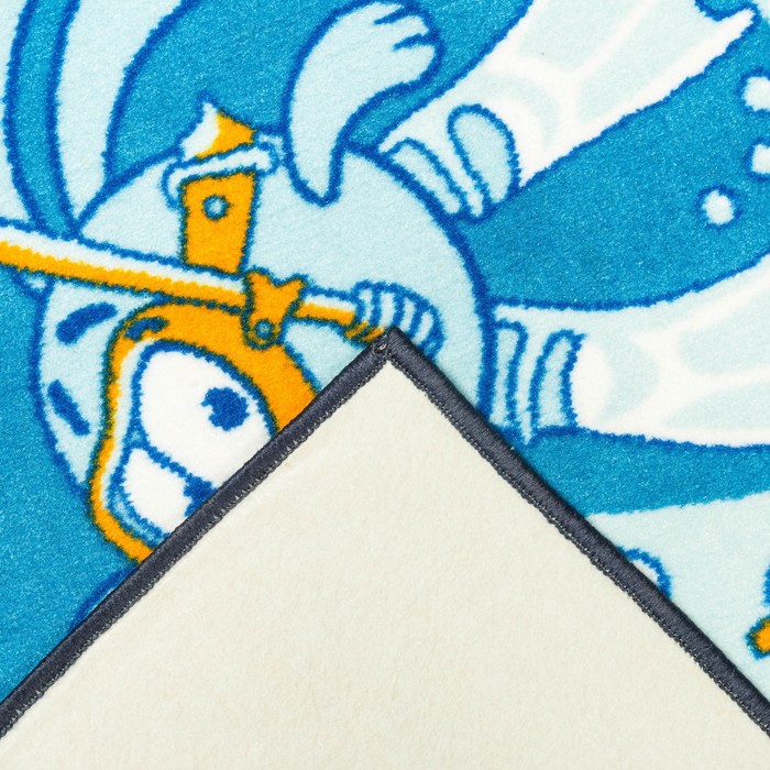 Палас велюр Смешарики и море, размер 200х250 см, цвет синий, полиамид