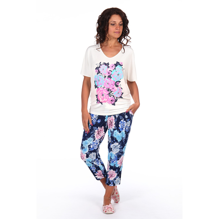 Комплект женский (футболка, бриджи) Рафаэлло цвет бирюзовый , р-р 52   вискоза