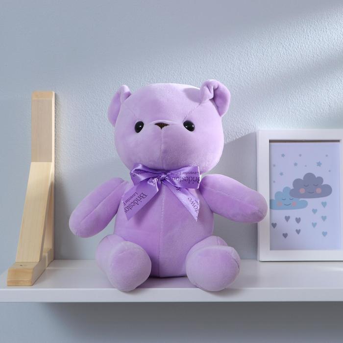 Мягкая игрушка "Мишка с бантиком" с присоской, цвет фиолетовый
