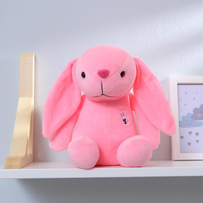 Мягкая игрушка "Зайка с вышивкой" с присоской, цвет розовый